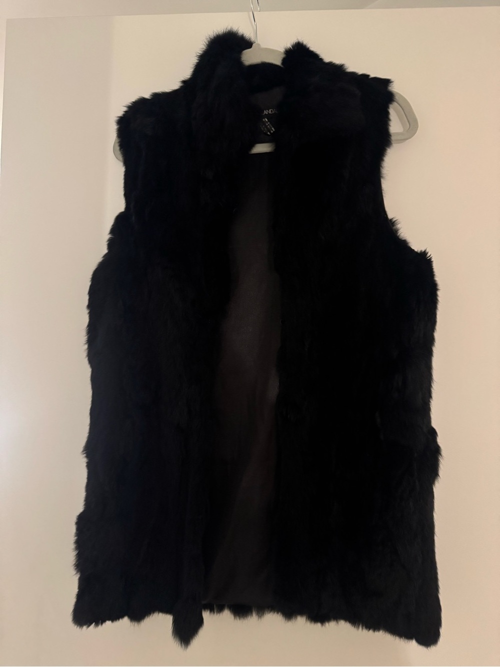 Adrienne Landau Black Faux Fur Sleeveless Vest